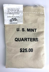 2009 D US Mint $25 Canvas Bag of Northern Mariana Quarters