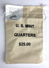 2009 P US Mint $25 Canvas Bag of Guam Quarters