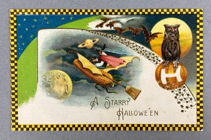 Embossed A Starry Halloween Postcard