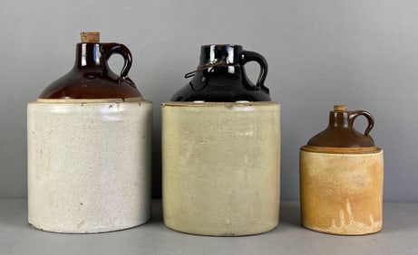 Group of 3 Stoneware Jugs