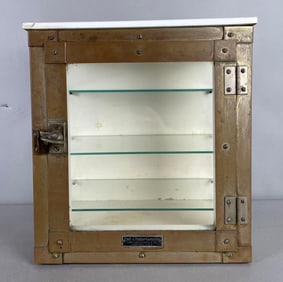 Vintage Emil J. Paidar Brass and Glass Sterilizer Cabinet