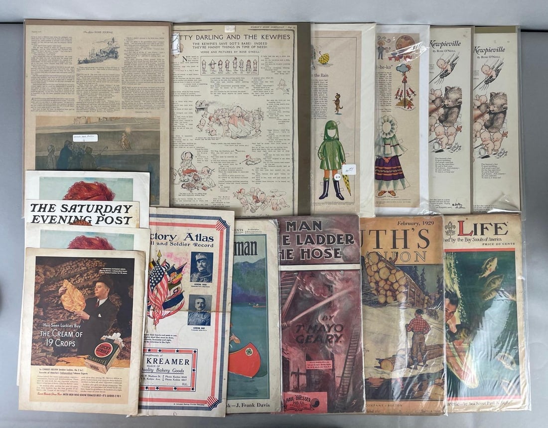 Group of Vintage Kewpie Paper Advertising and More: Includes magazines, largest measures 14 3/4" x 10 1/2"