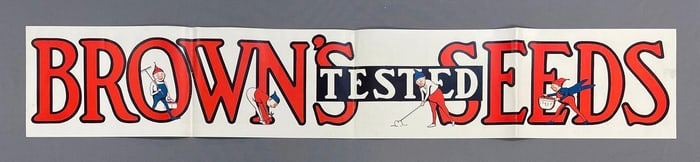 Vintage Brown's Tested Seeds Paper Advertising Sign