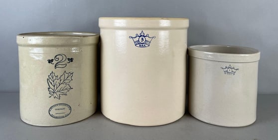 Group of 3 Stoneware Crocks