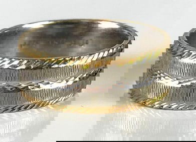 14K Gold and White Gold Tru-Blu Textured Ring