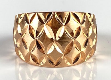 14K Rose Gold Diamond Cut Domed Ring