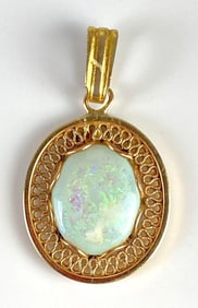 10K Gold Opal Necklace Pendant