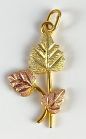 10K Black Hills Gold Leaf Necklace Pendant