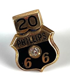 10K Gold Phillips 66 20 Year Anniversary Pin with Diamond Accent Stone