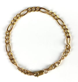 10K Gold Figaro Link Chain Bracelet