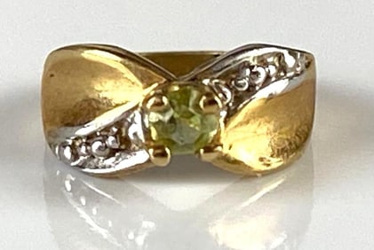 10K Gold Peridot Miniature Ring Necklace Pendant