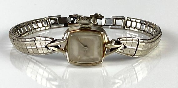14K White Gold Bulova Womans Wristwatch