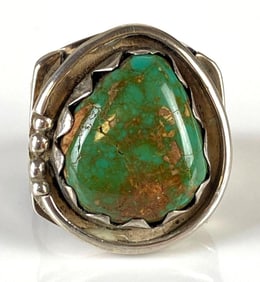 Sterling Silver Navajo Green Turquoise Ring