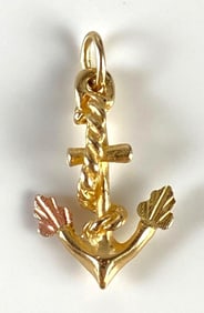 10K Black Hills Gold Anchor Necklace Pendant