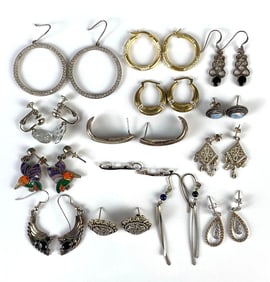 Group of Sterling Silver Earrings and More