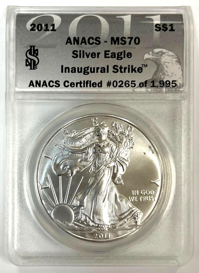 2011 US Mint Silver American Eagle ANACS MS70 1 oz .999 Fine Silver Round (1 of 2)