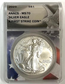2023 US Mint Silver American Eagle ANACS MS70 First Strike 1 oz .999 Fine Silver Round