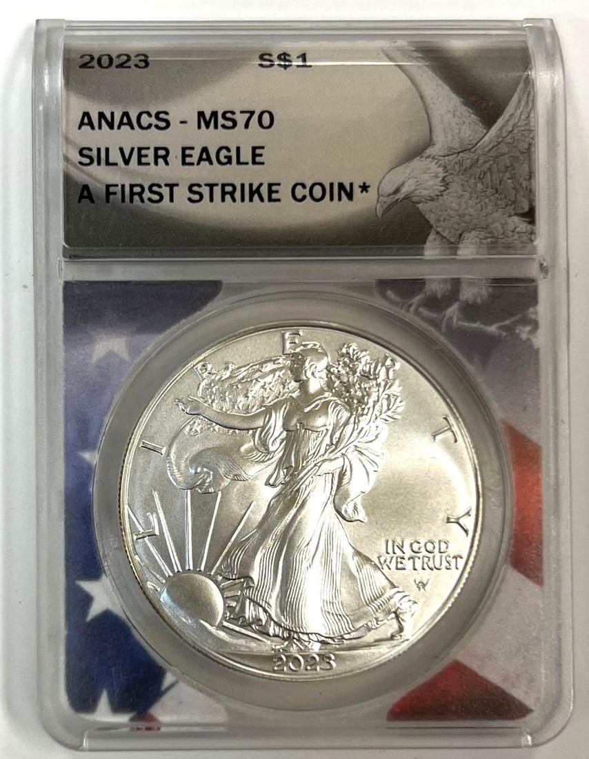 2023 US Mint Silver American Eagle ANACS MS70 First Strike 1 oz .999 Fine Silver Round (1 of 2)