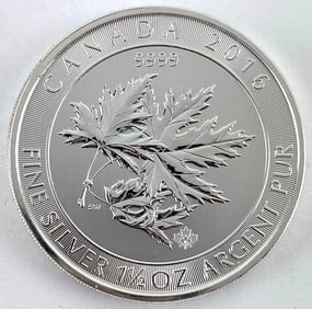 2016 Canada $8 Maple Leaf with Maple Privy 1.5 oz .999 Fine Silver Coin