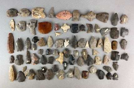 Group of Assorted Native American Arrowheads and Artifacts Heike Collection