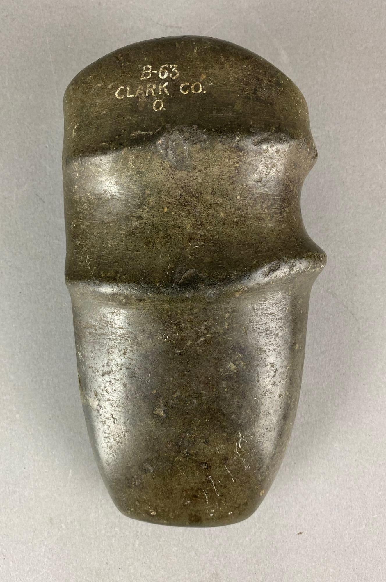 3/4 grooved axe from Clark County, Ohio; minor buffing of the bit (1 of 6)