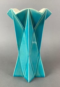 Antique Red Wing Prismatique Ceramic Planter Vase