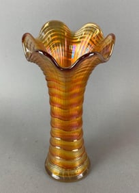 Imperial Marigold Carnival Glass Ripple Swung Vase