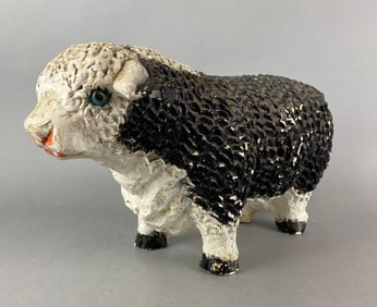 Vintage Hereford Bull Chalkware Coin Bank Figure
