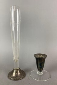 Duncan Weighted Sterling Silver Etched Bud Vase and More