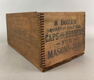 Antique Hero Fruit Jar Co Caps and Rubber Advertising Crate