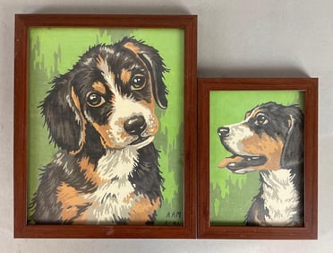 Group of 2 Acrylic Dog Paintings