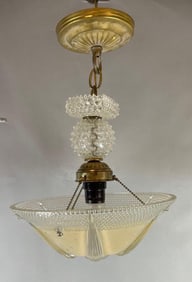 Vintage Glass Art Deco Pendant Light Fixture