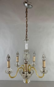 Antique 5 Arm Ornate Glass Chandelier