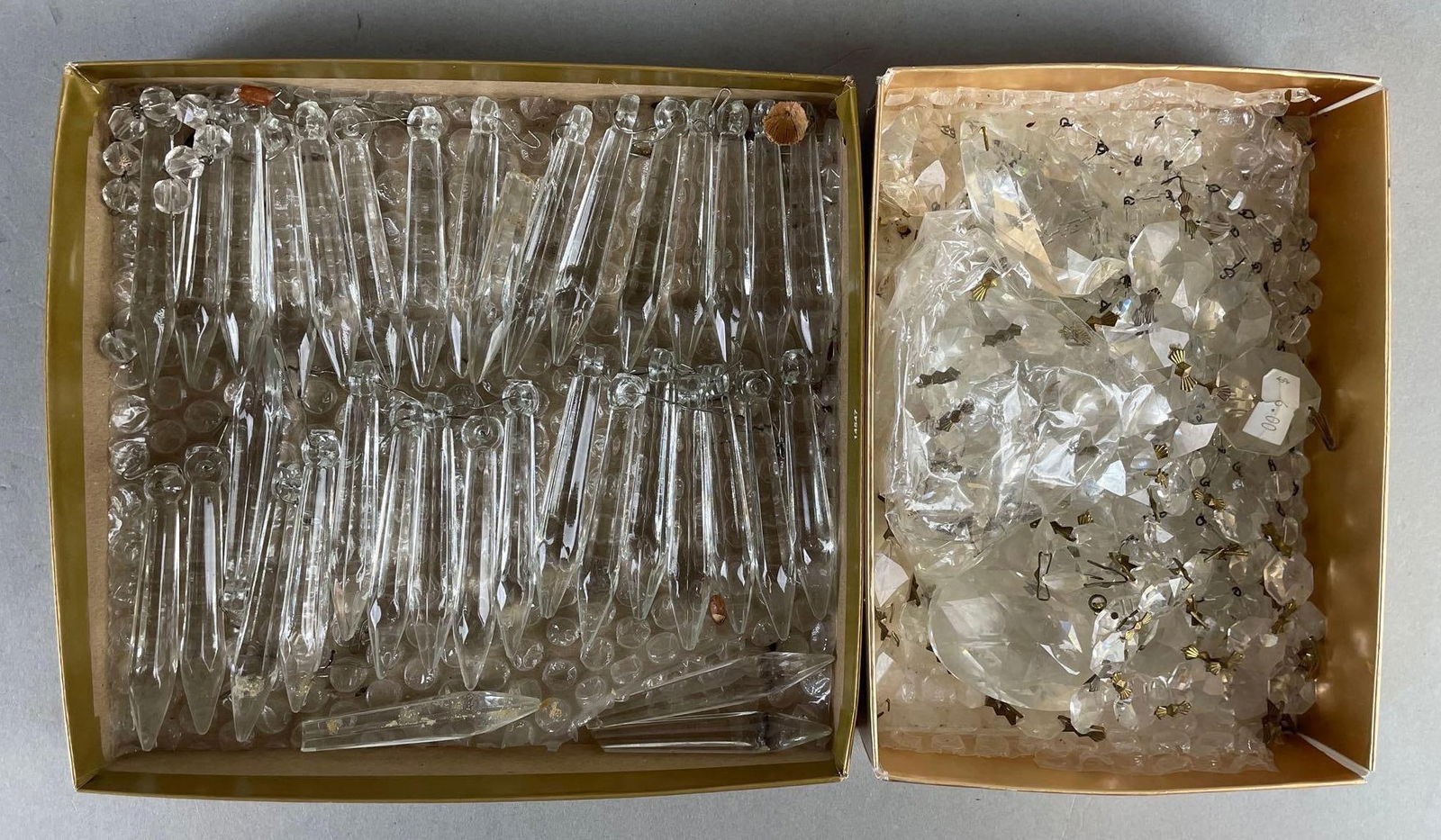 Group of Antique Lamp Prisms: Longest measure 3 1/4"