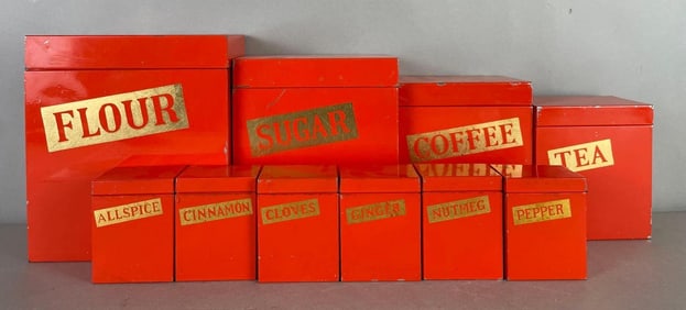 Set of Vintage Metal Spice Containers