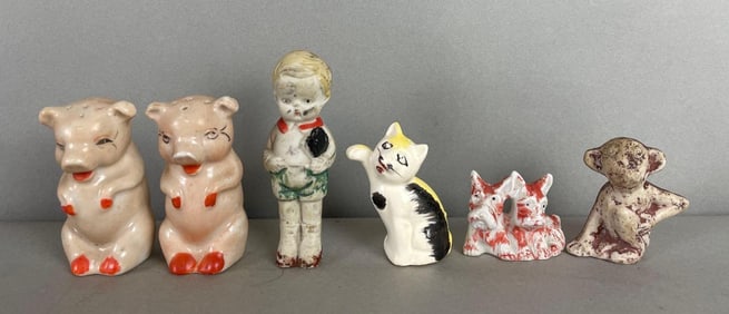 Group of Vintage Japanese Animal Salt and Pepper Shakers and More