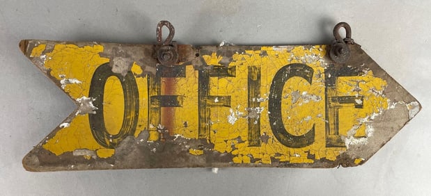 Vintage Pressboard Office Arrow Sign