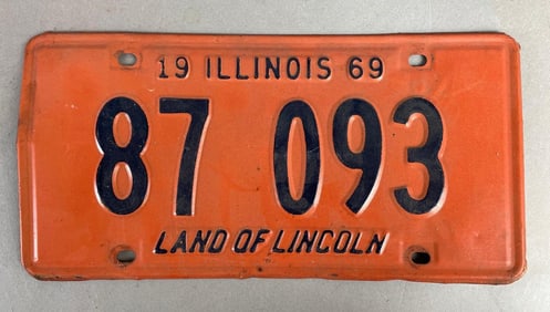 1969 Orange Illinois License Plate