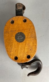 Antique Wood Block and Tackle Pulley