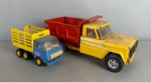 Group of 2 Vintage Pressed Steel Dump Trucks