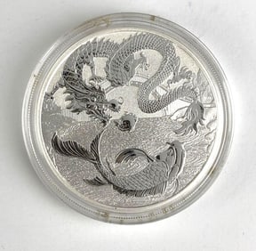 2023 Australia $1 Dragon and Koi 1 oz .999 Silver Coin