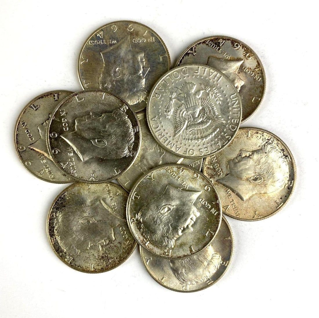Group of 10 1964 US Kennedy Silver Half Dollars (1 of 1)