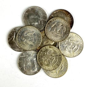 Group of 10 1964 US Kennedy Silver Half Dollars