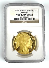 NGC Graded 2012 W $50 US 1 oz .9999 Fine Gold Buffalo Gold Coin PF70 Ultra Cameo