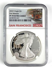 NGC Graded 2022 S US $1 Silver Eagle Dollar PF70 Ultra Cameo