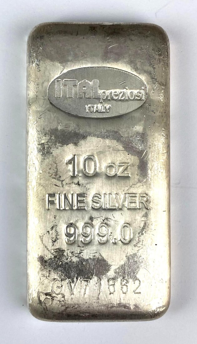 Ital Preziosi 10 oz .999 Fine Silver Ingot/ Bar: Ital Preziosi 10 oz .999 Fine Silver Ingot/ Bar