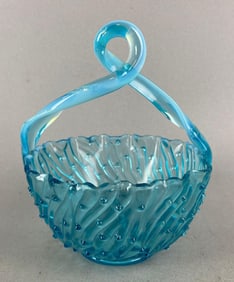 Jefferson Blue Opalescent Hob Nail May Basket