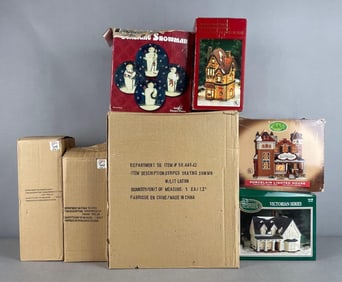 Group of Christmas Village Buildings and More