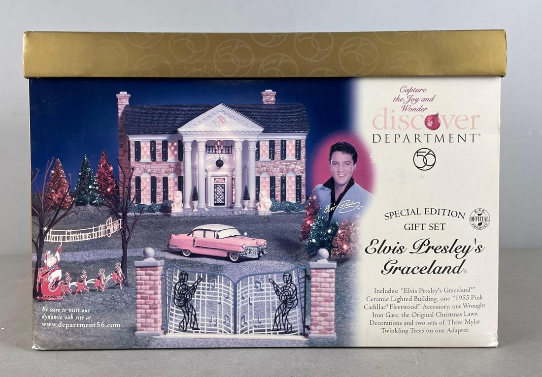 Department 56 Elvis Presley's Graceland Special Edition Gift Set: Like new in original box, box measures H 10 1/2" x W 15 1/2" x D 14"