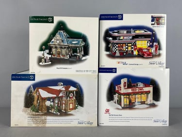 Group of Department 56 Snow Village Garages and More